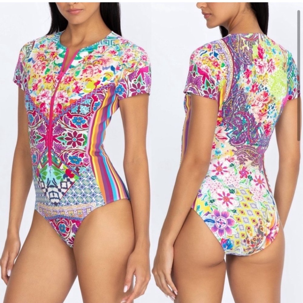 NWT Johnny Was Locita surf one piece swimsuit multi color